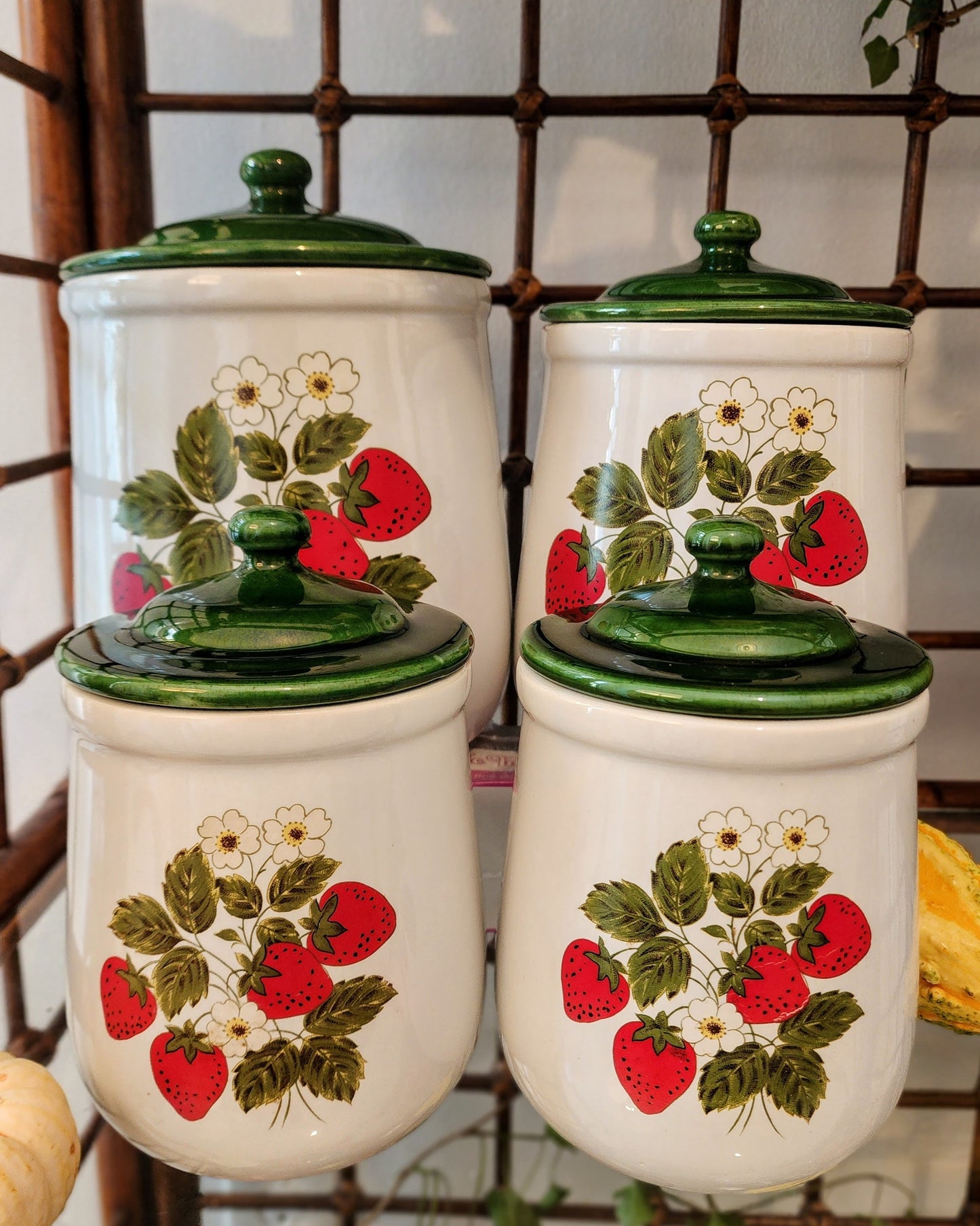 Vintage McCoy Strawberry Ceramic Cannisters