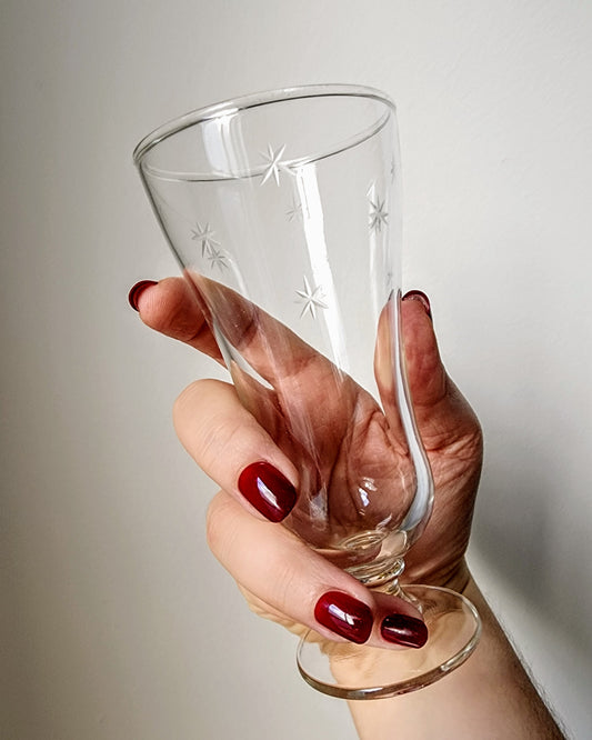 Midcentury Modern Etched Atomic Star Cocktail Glasses