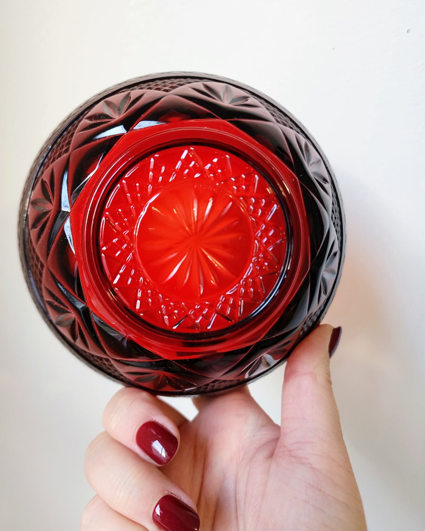 Vintage Luminarc Ruby Red Cut Glass Glass Bowls