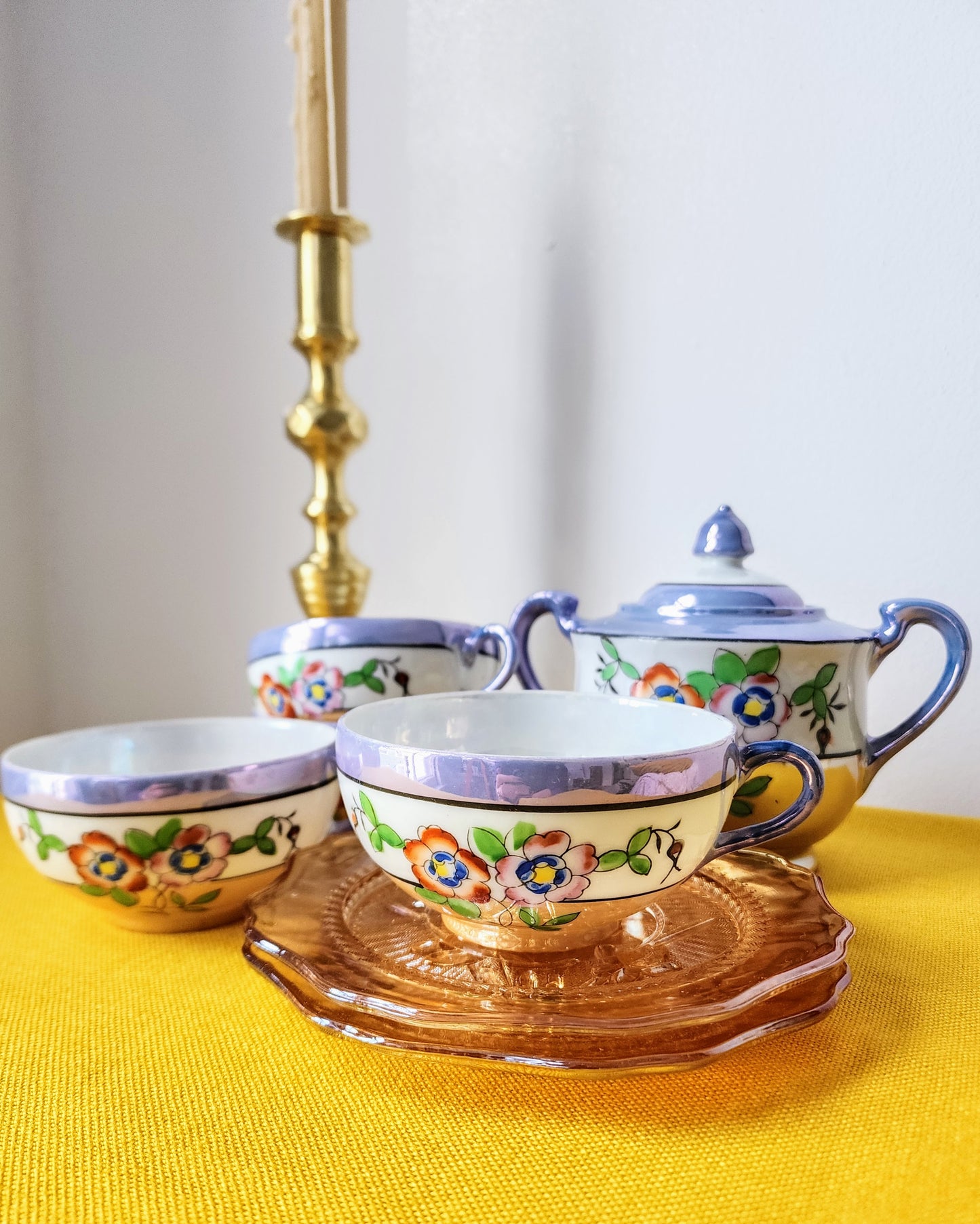 1930s Antique Japanese Lusterware Sugar Bowl