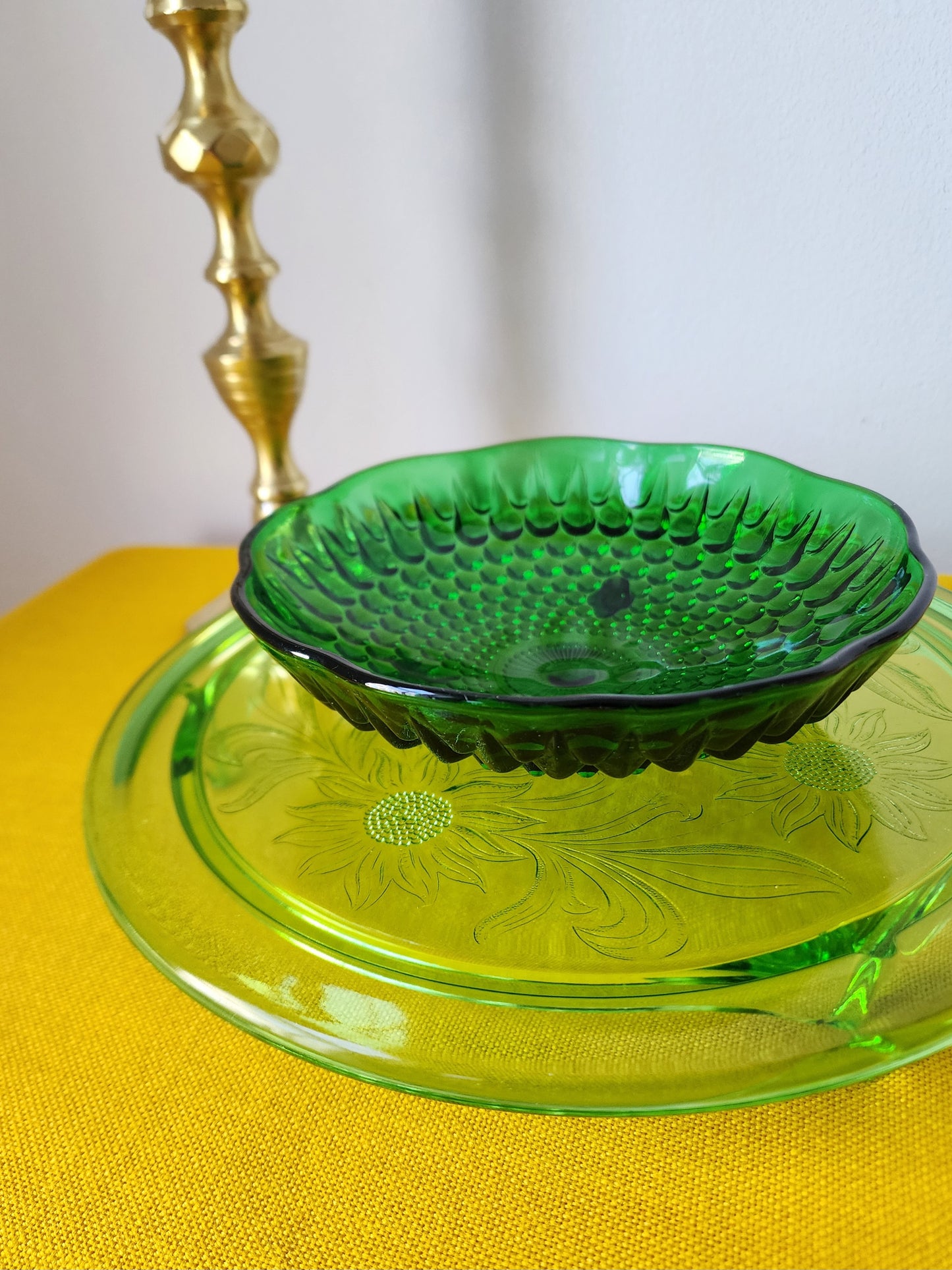 Emerald Green Anchor Hocking Hobnail Candy Dish