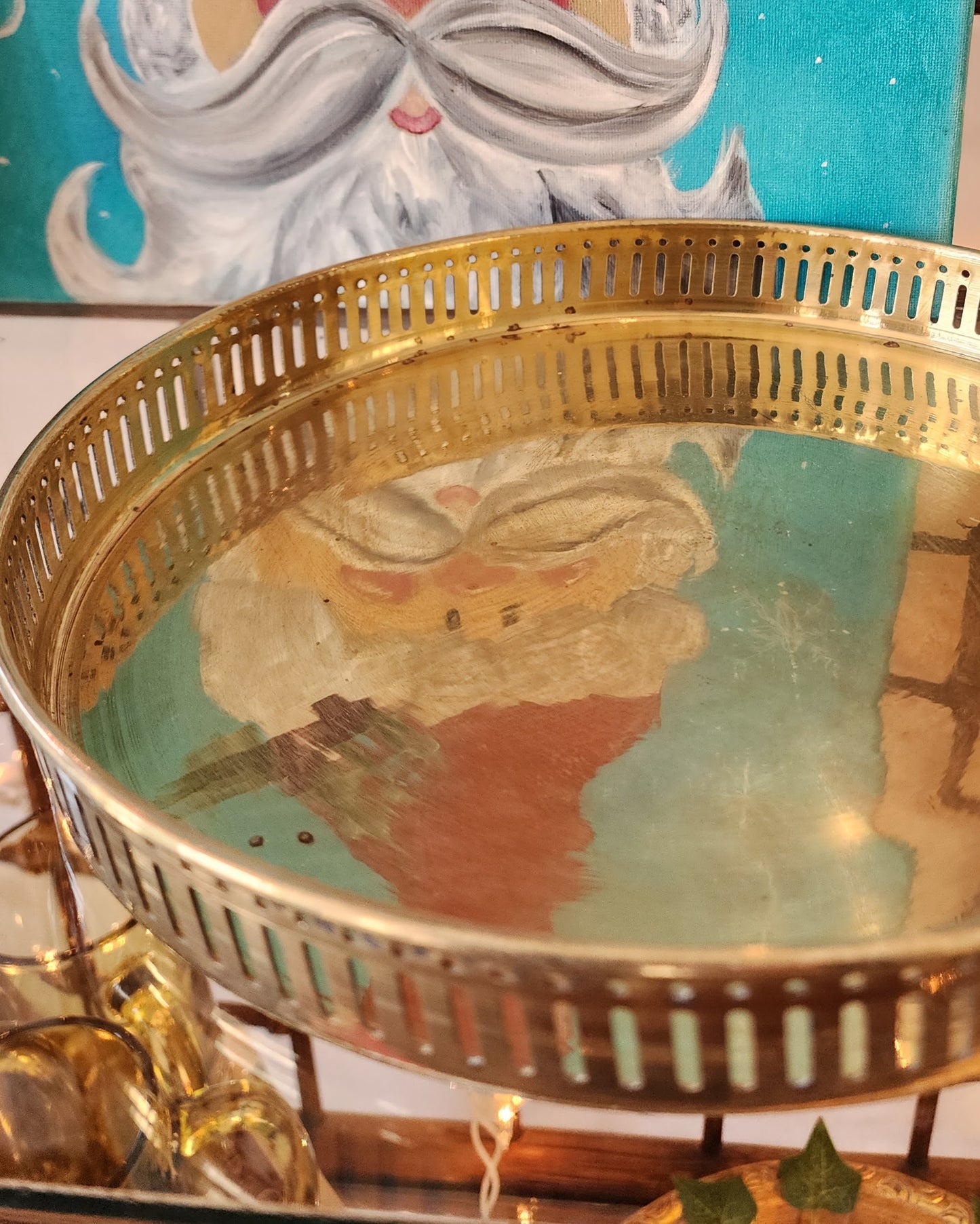 Vintage Round Brass MCM Tray