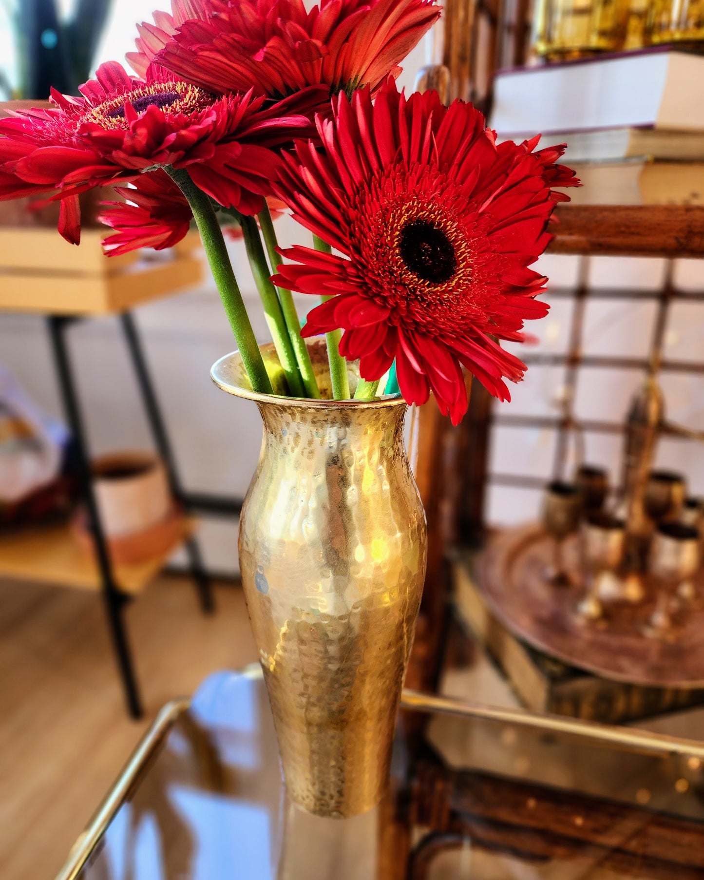 Vintage Hammered Brass Vase