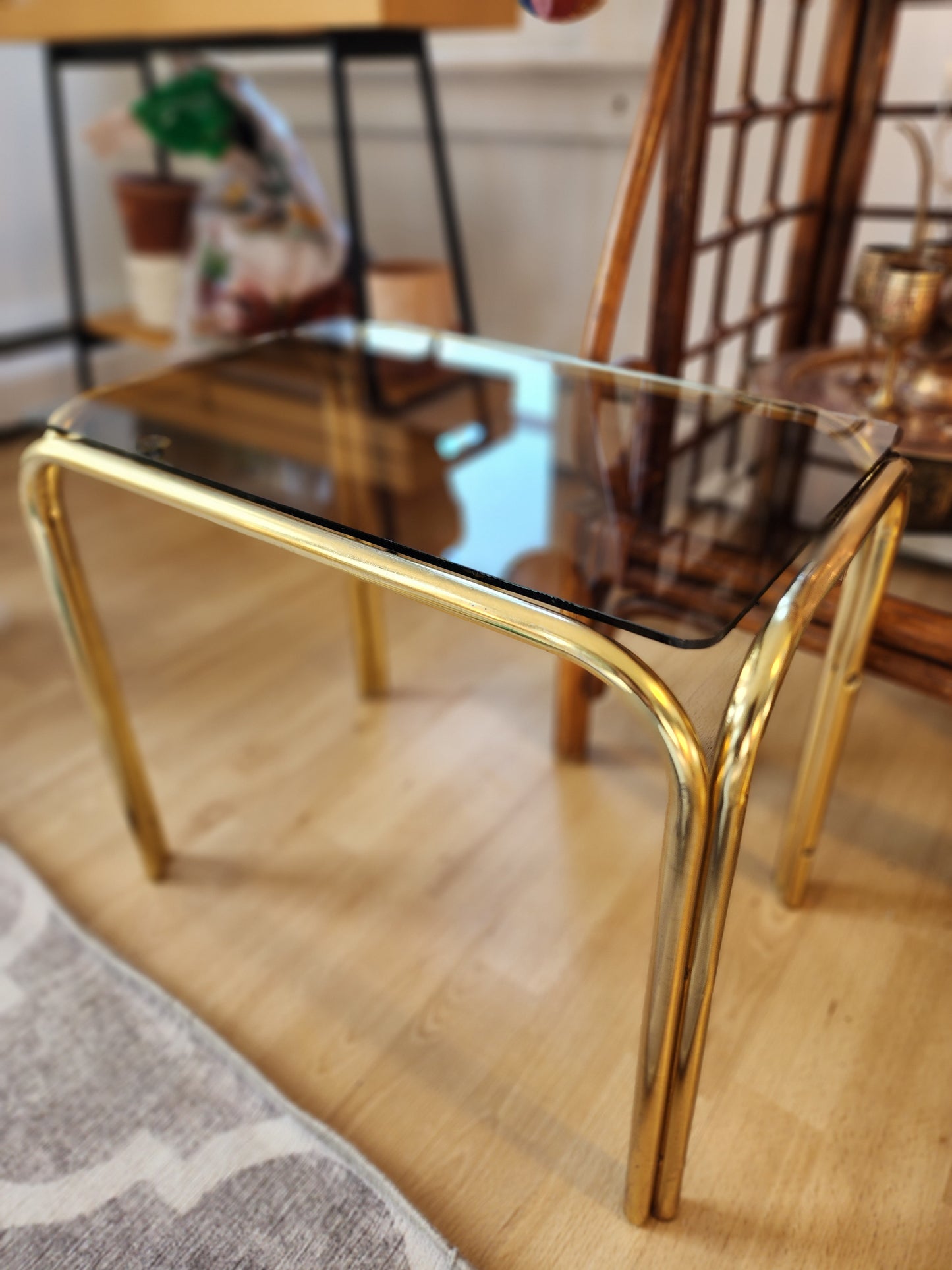 Vintage MCM Brass Accent Table