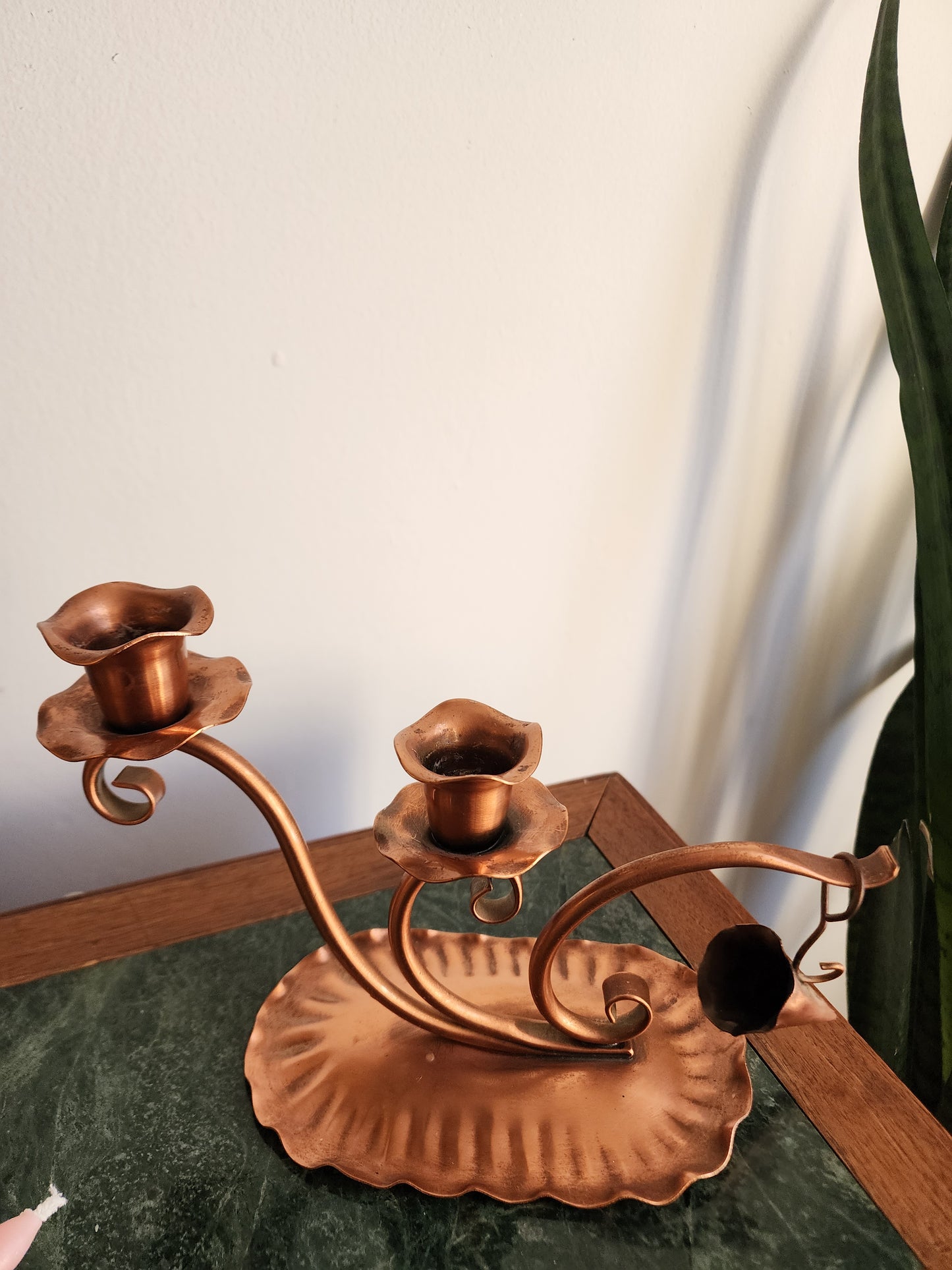 Vintage Gregorian Copper Lilypad Taper holder