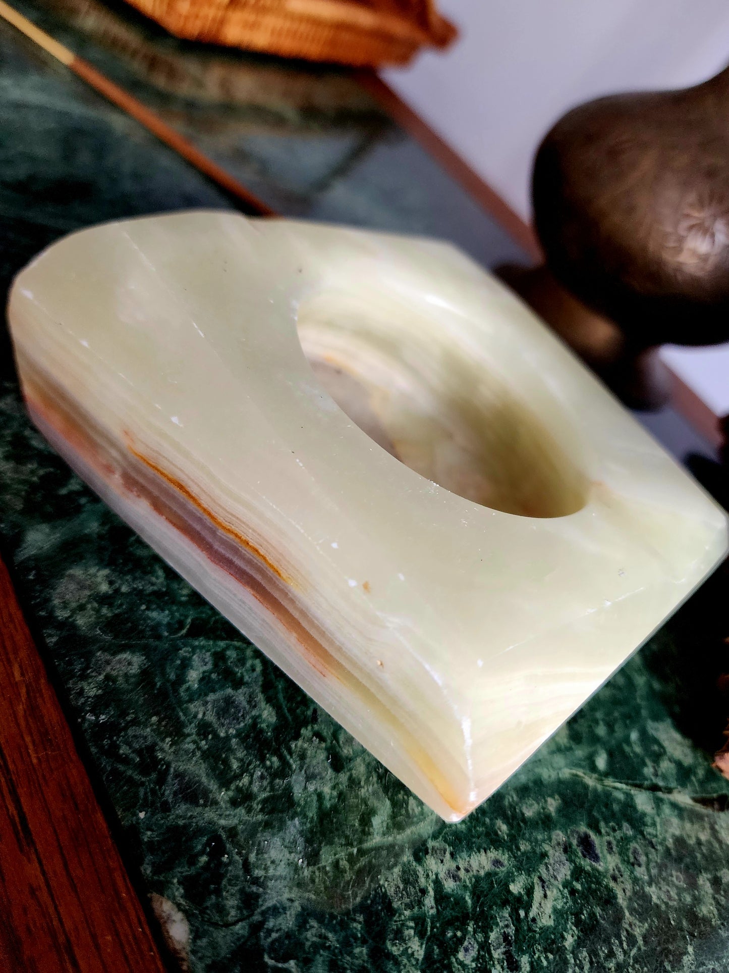 Vintage Green Marble Ashtray