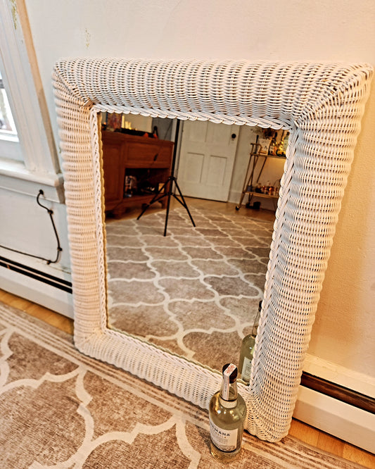 Cottagecore VIntage Wicker Wall Mirror