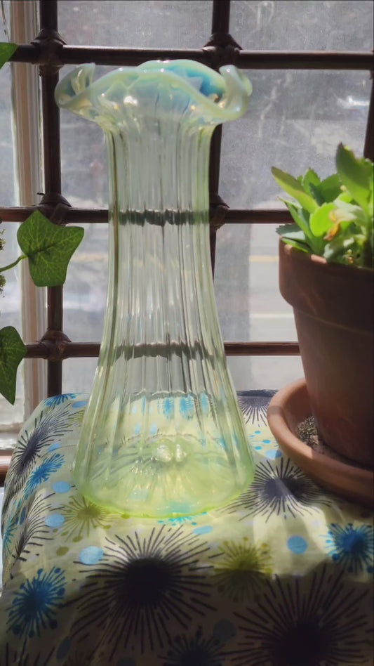 Vintage Opalescent Gasoline Uranium Glass Vase