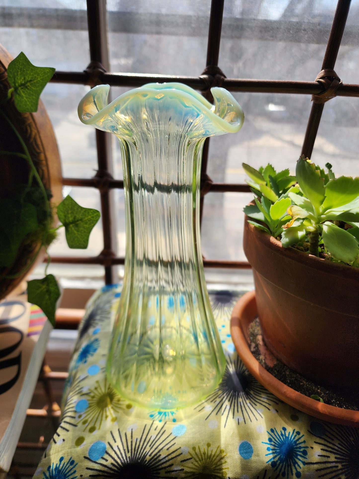 Vintage Opalescent Gasoline Uranium Glass Vase